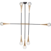 Tristan 7 Light Pendant Light in Matte Black & Gold Metal